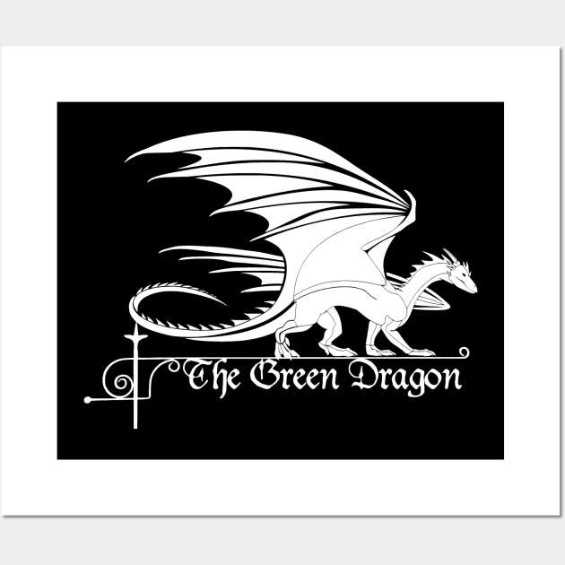 Green Dragon Tavern, White, Transparent Background Wall Art by Phantom Goods and Designs